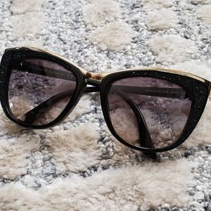 New Swarovski black gold cat eye luxury nwot sunglasses 135
